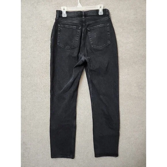 Abercrombie Fitch Dad Jeans Womens 29 8 Long Black Straight Tapered Curve Love - Picture 4 of 8